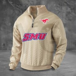 SMU Mustangs PREMIUM Half Zip Sweater 4
