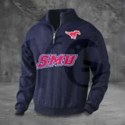 SMU Mustangs PREMIUM Half Zip Sweater 5