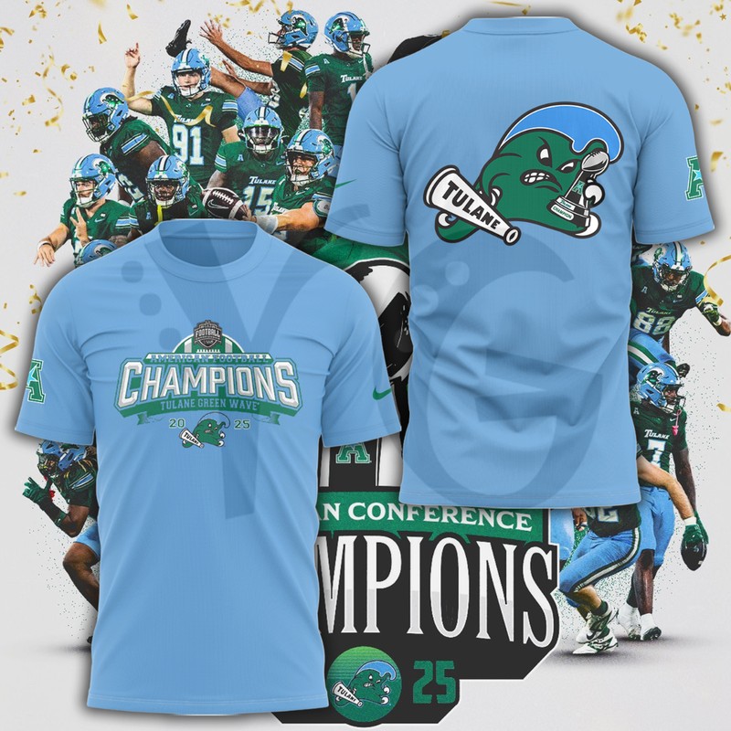 Tulane Green Wave AAC Champions Shirt Collection Tulane Green Wave AAC Champions Shirt Collection