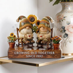 Vintage Gnome Couple Grow Old Together Acrylic Block Plaque 3
