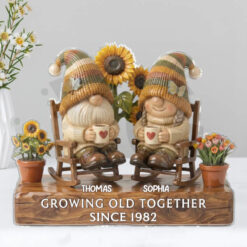 Vintage Gnome Couple Grow Old Together Acrylic Block Plaque 4