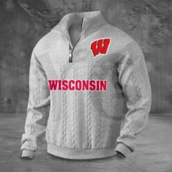 Wisconsin Badgers PREMIUM Half-Zip Sweater
