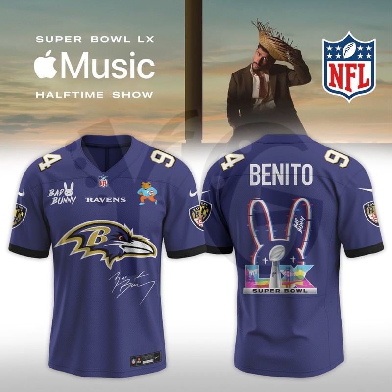 Baltimore Ravens Bad Bunny 2026 Super Bowl LX Customized Jersey Baltimore Ravens Bad Bunny 2026 Super Bowl LX Customized Jersey