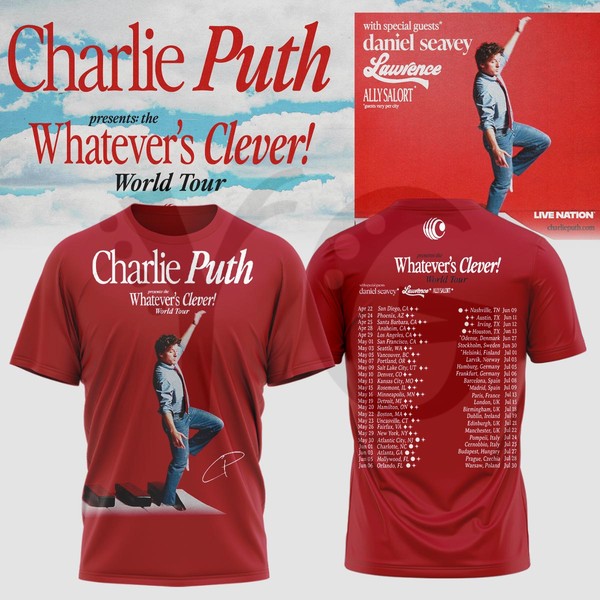 Charlie Puth Whatever’s Clever World Tour Merch Collection Charlie Puth Whatever’s Clever World Tour Merch Collection