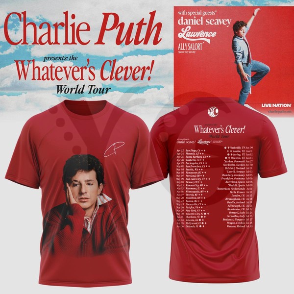 Charlie Puth Whatever’s Clever World Tour Merch Collection Charlie Puth Whatever’s Clever World Tour Merch Collection