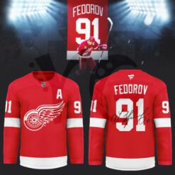 Detroit Red Wings Fedorov 91 Forever Limited Edition Hockey Jersey 3