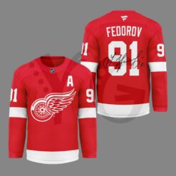 Detroit Red Wings Fedorov 91 Forever Limited Edition Hockey Jersey 4