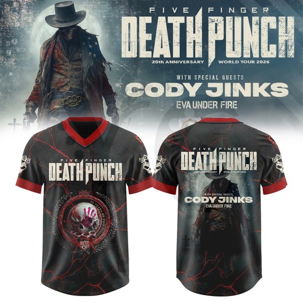 Five Finger Death Punch 20th Anniversary World Tour 2026 Football Jersey Five Finger Death Punch 20th Anniversary World Tour 2026 Football Jersey