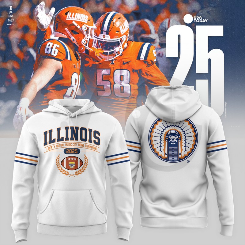 Illinois Fighting Illini 2025 LIBERTY MUTUAL MUSIC CITY BOWL CHAMPIONS Shirt Collection Illinois Fighting Illini 2025 LIBERTY MUTUAL MUSIC CITY BOWL CHAMPIONS Shirt Collection