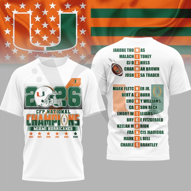 Miami Hurricanes NCAA 2026 CFP Champions Shirt Collection Miami Hurricanes NCAA 2026 CFP Champions Shirt Collection