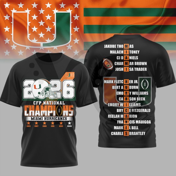 Miami Hurricanes NCAA 2026 CFP Champions Shirt Collection Miami Hurricanes NCAA 2026 CFP Champions Shirt Collection