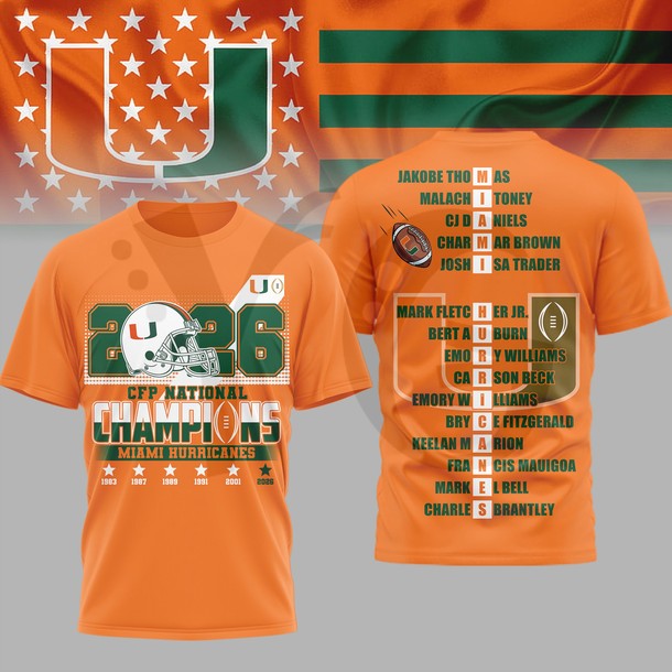 Miami Hurricanes NCAA 2026 CFP Champions Shirt Collection Miami Hurricanes NCAA 2026 CFP Champions Shirt Collection