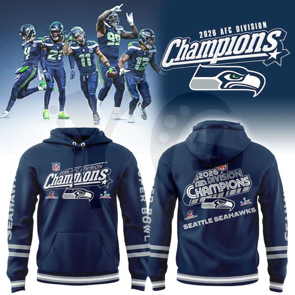 Seahawks 2026 AFC Division Champions Blue Hoodie Seahawks 2026 AFC Division Champions Blue Hoodie