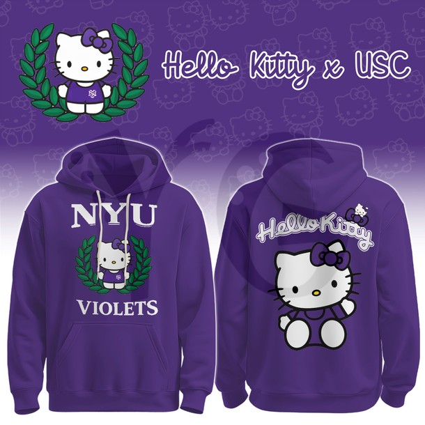 NYU Violets x Hello Kitty Limited Edition Hoodie NYU Violets x Hello Kitty Limited Edition Hoodie