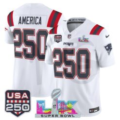 New England Patriots Super Bowl LX x United States 250th Anniversary Limited Edition Football Jersey New England Patriots Super Bowl LX x United States 250th Anniversary Limited Edition Football Jersey