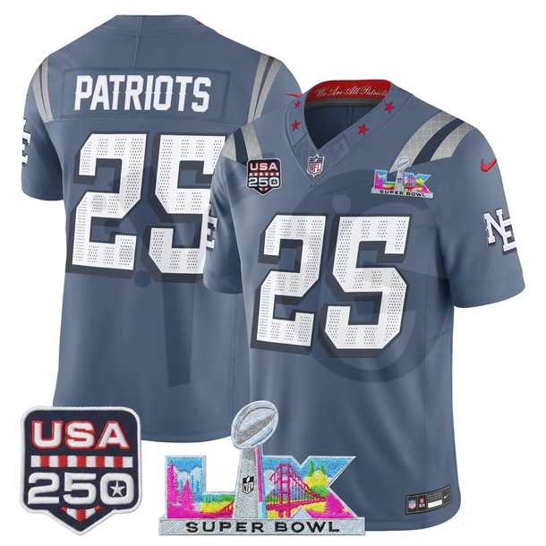 New England Patriots Super Bowl LX x United States 250th Anniversary Limited Edition Football Jersey New England Patriots Super Bowl LX x United States 250th Anniversary Limited Edition Football Jersey