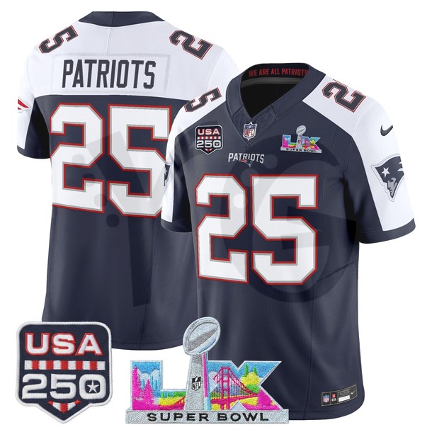 New England Patriots Super Bowl LX x United States 250th Anniversary Limited Edition Football Jersey New England Patriots Super Bowl LX x United States 250th Anniversary Limited Edition Football Jersey