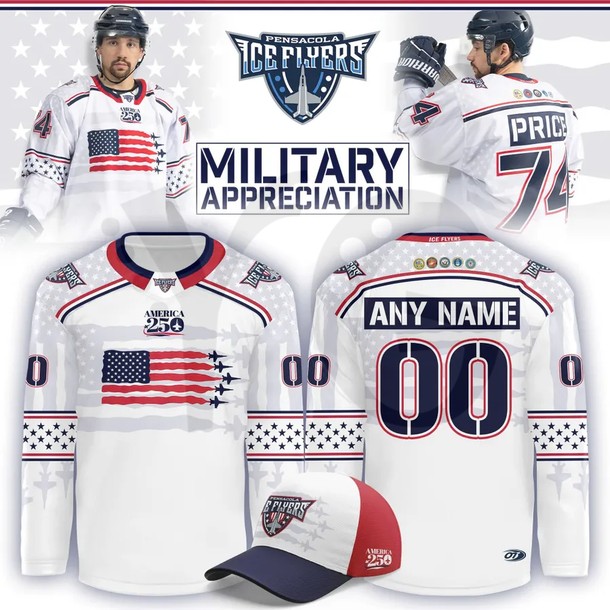 Pensacola Ice Flyers 2026 Military Appreciation Limited Edition Hockey Jersey Pensacola Ice Flyers 2026 Military Appreciation Limited Edition Hockey Jersey