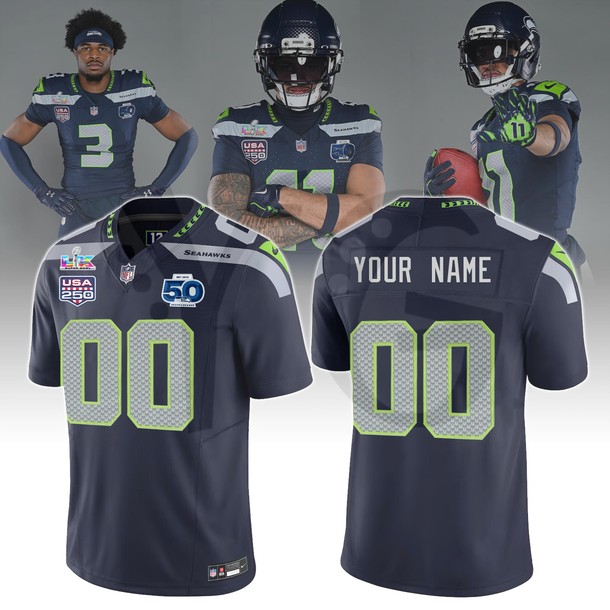 Seattle Seahawks Super Bowl LX x America250 x 50th Anniversary Limited Edition Football Jersey