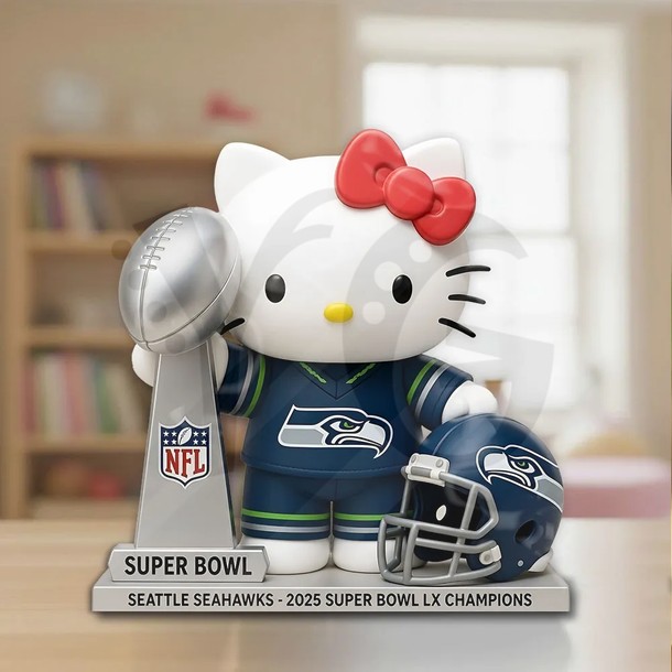 Seattle Seahawks x Hello Kitty 2025 Super Bowl LX Champions Limited Acrylic Plaque Seattle Seahawks x Hello Kitty 2025 Super Bowl LX Champions Limited Acrylic Plaque