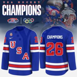 USA 2026 Olympic Milano Cortina Men’s Team Championship Blue Hockey Jersey